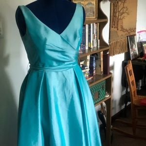 Vintage Taffeta, Tiffany Blue, Cocktail dress with sash